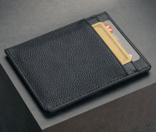 Back of the Black Leather Credit Card Holder with 2 card slots
