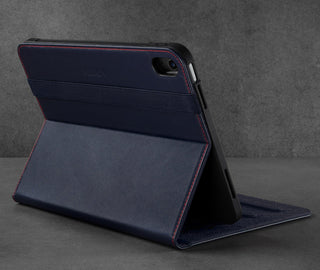 Integrated stand function of the Navy Blue Leather Case for Apple iPad (10th Generation)