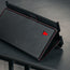 Magnetic closure clasp on the Black with Red Detail Leather Case for Samsung Galaxy Z Fold7