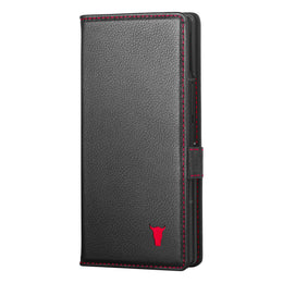 Black with Red Detail Leather Case for Samsung Galaxy Z Fold7