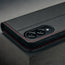 Camera cutout on the Black with Red Detail Leather Case for Galaxy S25 Edge