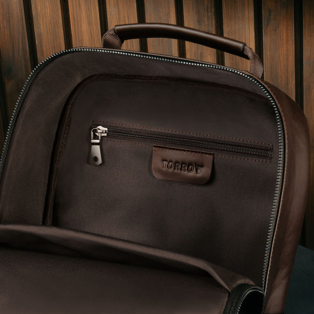Dark Brown Leather Backpack