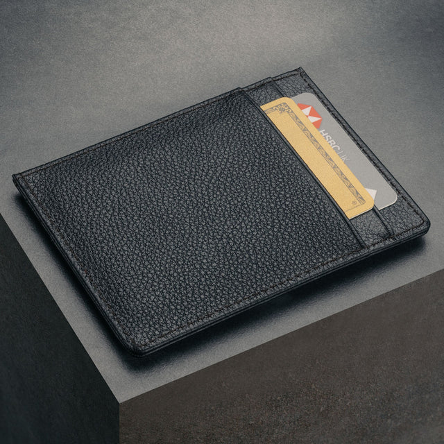 Back of the Black Leather Credit Card Holder with 2 card slots