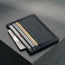 Black Leather Credit Card Holder with card slots and notes compartment