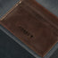 Front of the Dark Brown Leather Credit Card Holder with 3 card slots