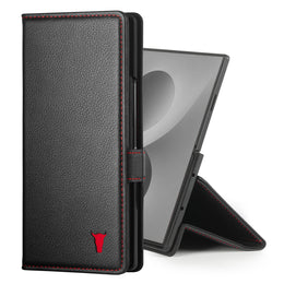 Black with Red Detail Leather Case for Samsung Galaxy Z Fold8 Ultra