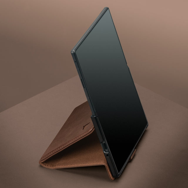 Integrated stand function on the Dark Brown Leather Case for Samsung Galaxy Z Fold8
