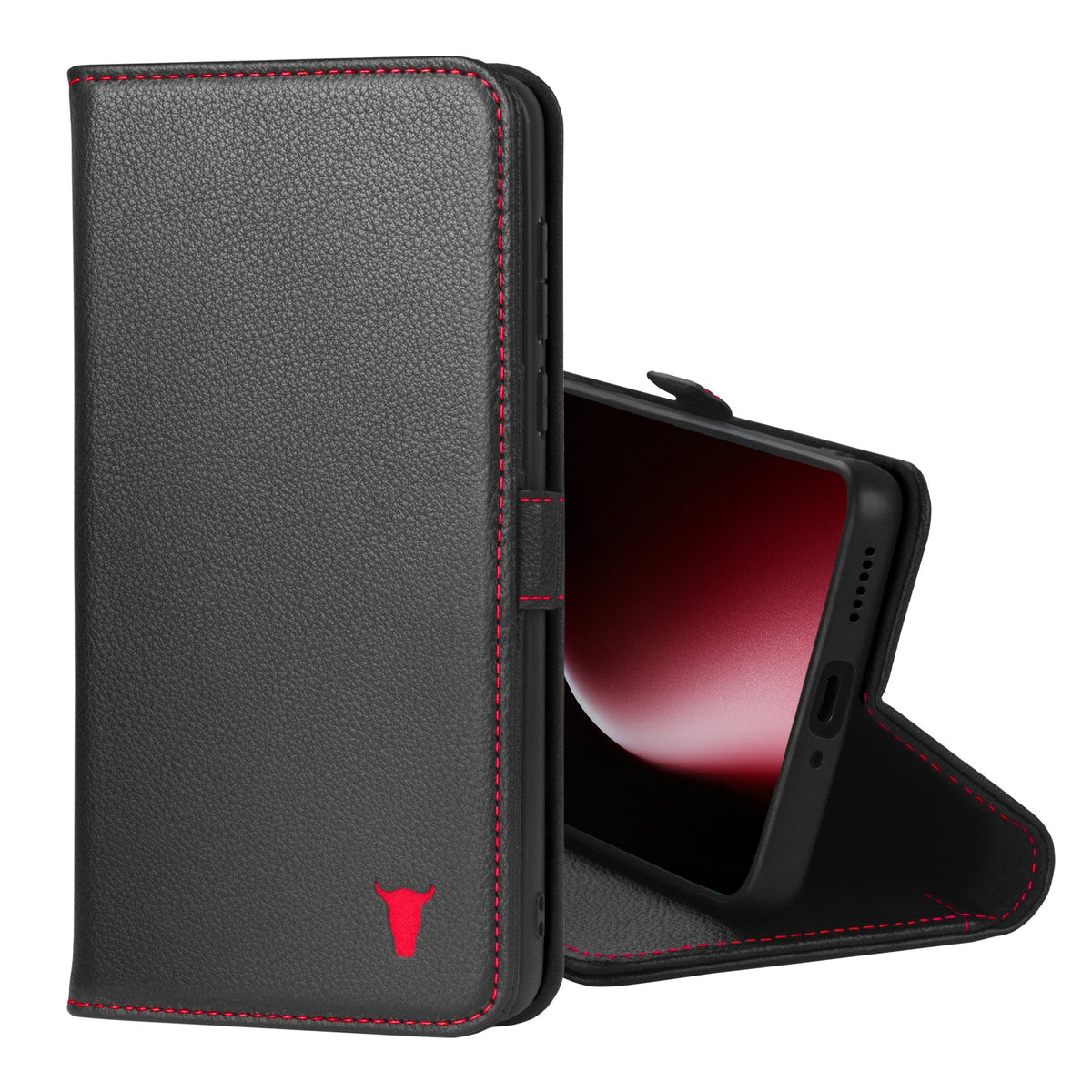 DOINK Cover In Pelle Per Huawei Honor X7 - Custodia Portafoglio Con Slot Carte E Contanti, Rosso, Retro, Con Supporto