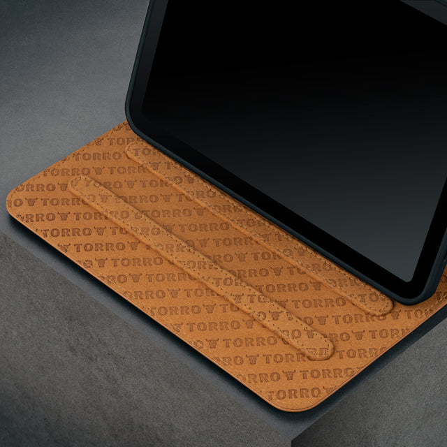 Multiple viewing angles of the Tan Leather Case for iPad Mini 6th Generation (2021)