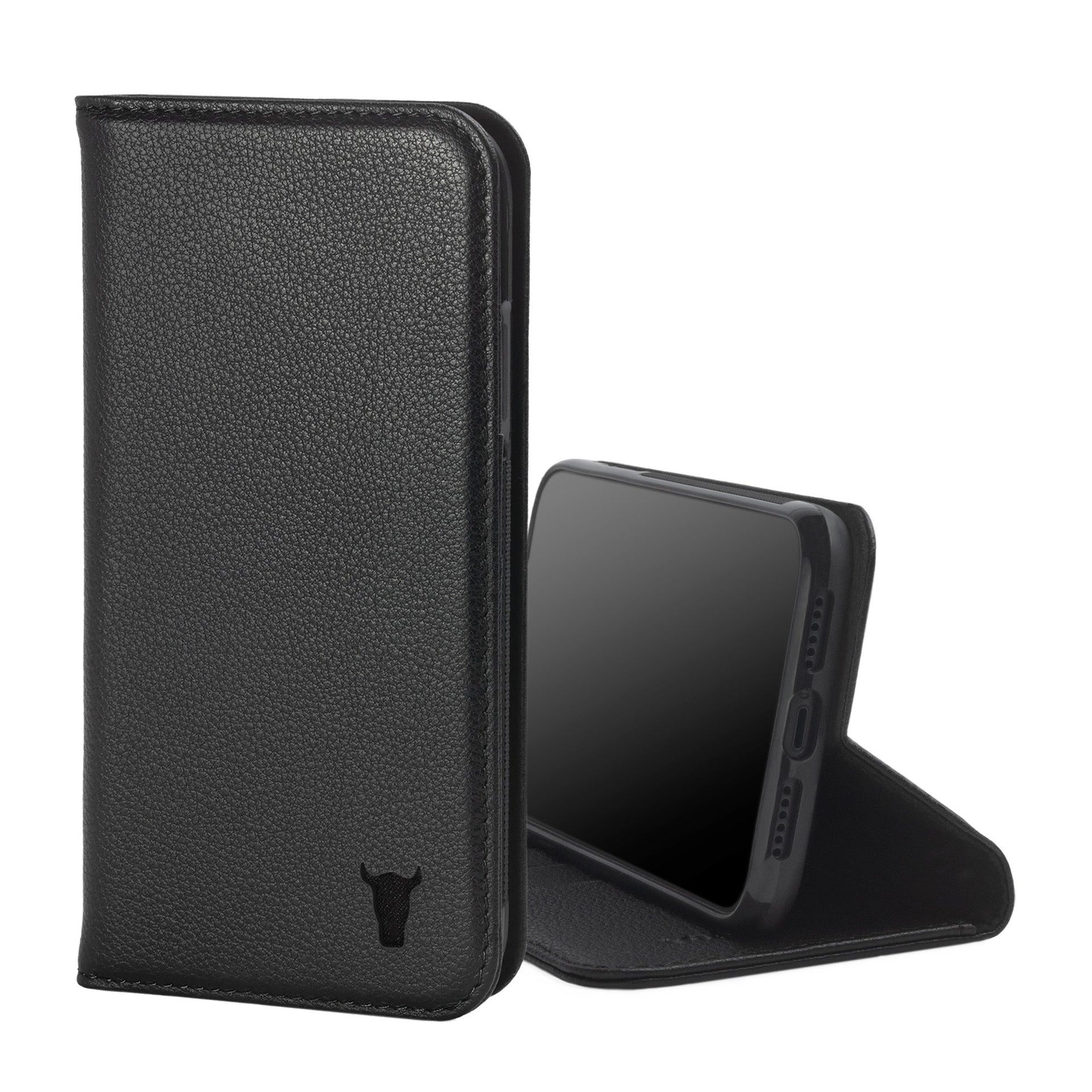 Lelogo Custodia A Portafoglio In Pelle Per IPhone 11, Con 3 Scomparti Per Carte E Chiusura Magnetica, Funzione Supporto, Colore Nero