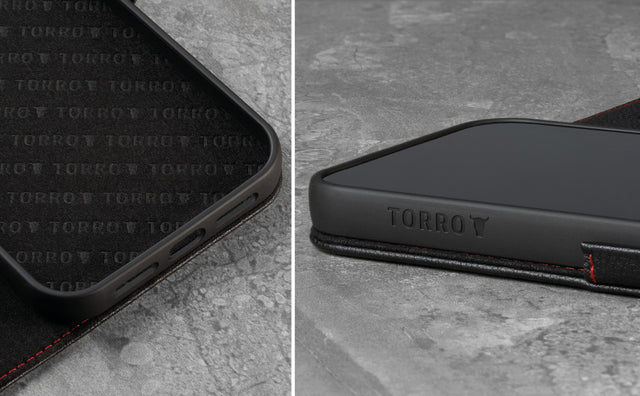 Cover in Pelle per iPhone 13 (con funzione supporto) Feature Focus