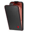 Black with Red Detail Leather Flip Case for iPhone 15 Pro Max