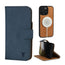 Blue Nubuck Leather Case (with detachable cover) for iPhone 15 Pro Max