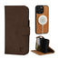 Dark Brown Nubuck Leather Case (with detachable cover) for iPhone 15 Pro Max