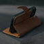 Stand function of the Dark Brown Nubuck Leather Case (with detachable cover) for iPhone 15 Pro