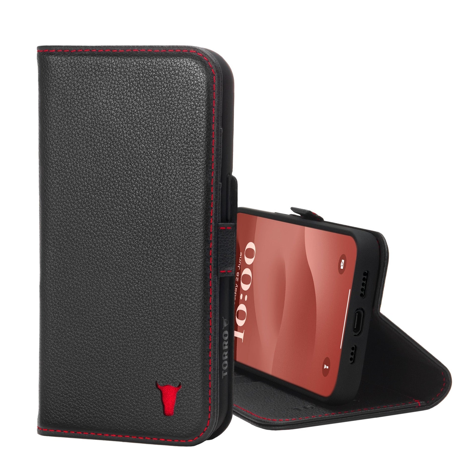 NOVADA Custodia In Vera Pelle Pieno Fiore Per IPhone 15 Pro | Compatibile MagSafe | Nero Napa Con Protezione Cadute 1,8m - 3