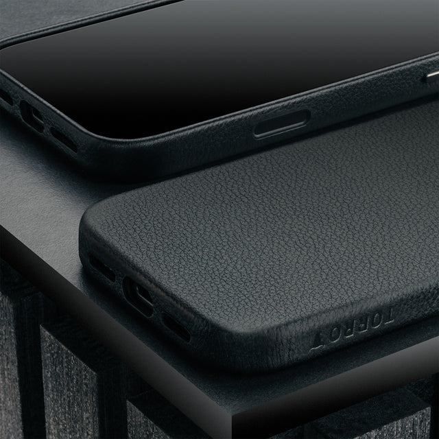 Slimline Black Leather Bumper Case for iPhone 17 Pro Max