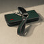 Green Leather (with Red Stitching) Keyring with matching phone case