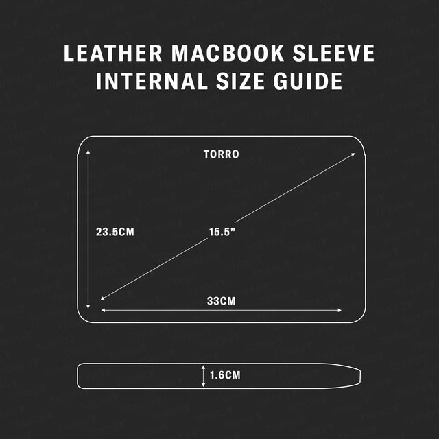 Nero Custodia in pelle per MacBook / Laptop Size Guide