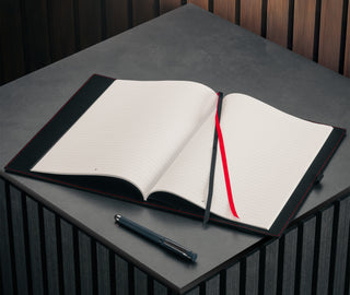 Notepad in the Black Leather (with Red Stitching) A4 Notebook Cover