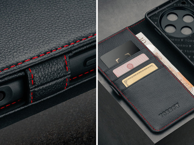 Cover in Pelle per Oppo Find X8 Pro Feature Focus