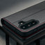 Camera cutout on the Black with Red Detail Leather Case for Galaxy A57
