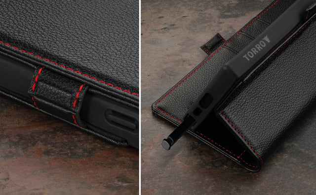 Cover in Pelle per Galaxy S23 Ultra (con funzione supporto) Feature Focus