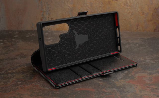 Cover in Pelle per Galaxy S23 Ultra (con funzione supporto) Feature Focus