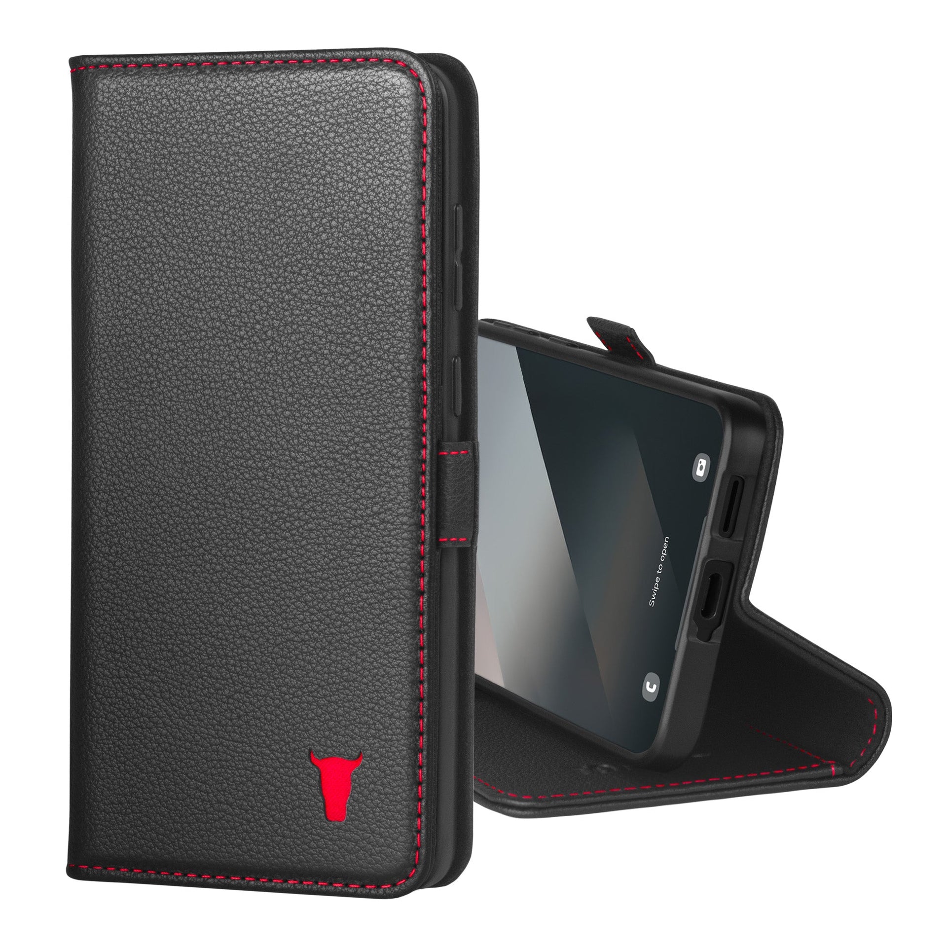 DESSEN Cover Per Blackview A85: Custodia A Libro In Pelle PU Rossa Con Porta Carte E Supporto Magnetico
