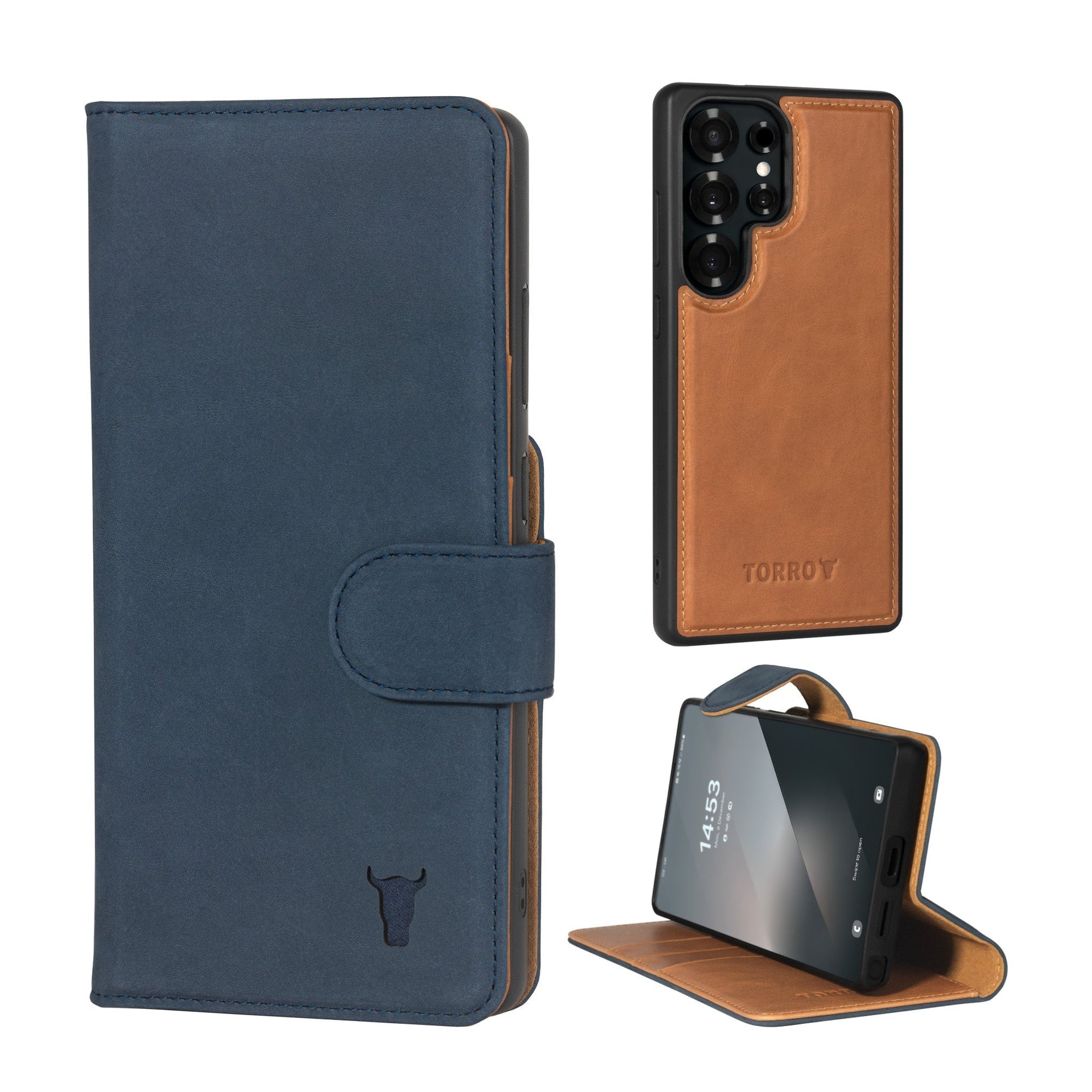 Custodia Portafoglio In Similpelle Scamosciata Per LG Q6 – Flip Cover Magnetica Con Slot Per Carte, Blu