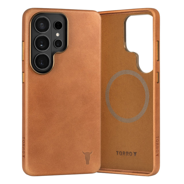 Tan Leather Bumper Case for Galaxy S26 Ultra
