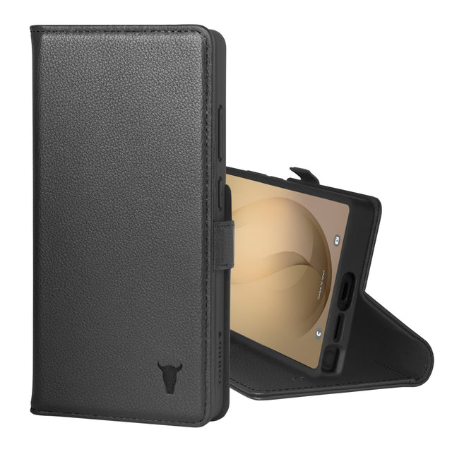 Black Leather Stand Case for Galaxy S26 Ultra