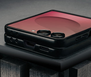 Black with Red Detail Leather Case for Galaxy  Flip7