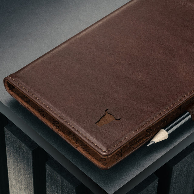Front of the Dark Brown Leather Golf Scorecard Holder