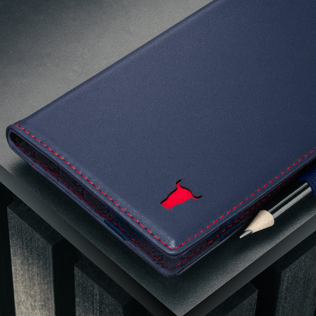 Front of the Navy Blue Leather Golf Scorecard Holder