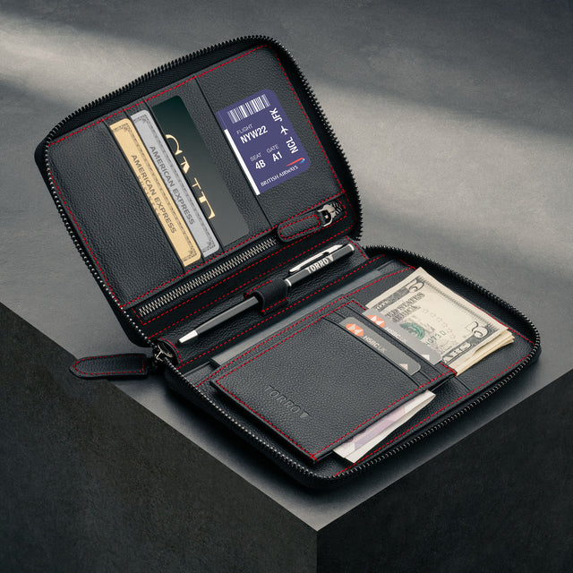 Portafoglio da Viaggio verticale per passaporto pelle Nero Portafoglio da Viaggio verticale per passaporto pelle Nero