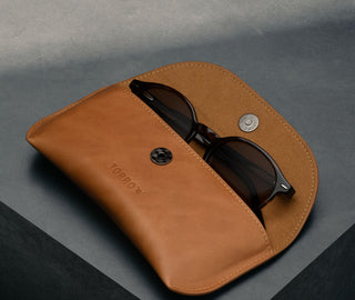 Tan Leather Sunglasses Case