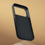 Metallic buttons and inside of the Black with Gold Detail Woven Texture Bumper Case for iPhone 17 Pro