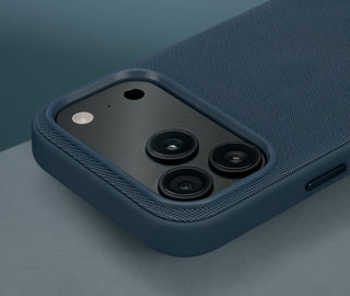 Camera lip on the Blue Woven Texture Bumper Case for iPhone 17 Pro