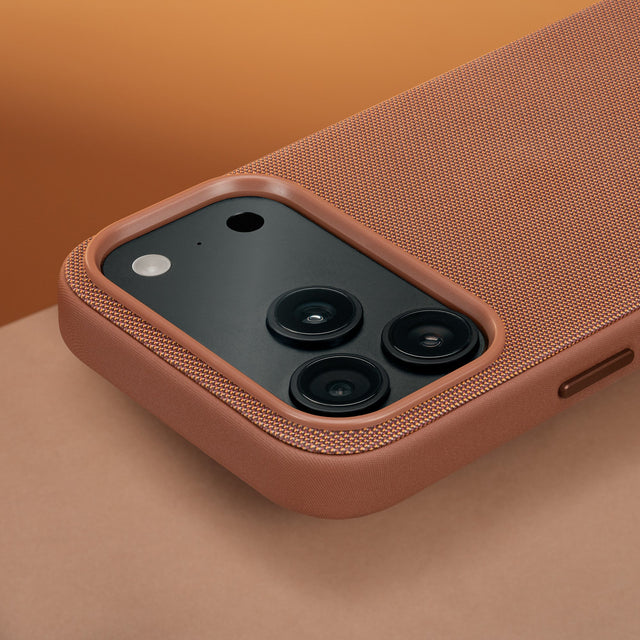 Camera lip on the Brown Woven Texture Bumper Case for iPhone 17 Pro